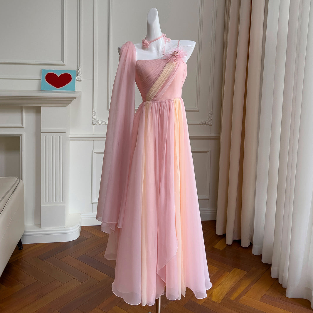 French Minority Three-dimensional Flower Sling Birthday Dinner Dress