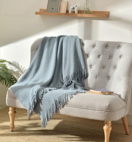 Fringed Knitted Small Blanket Napping Blanket Sofa Blanket EX-STOCK Canada 