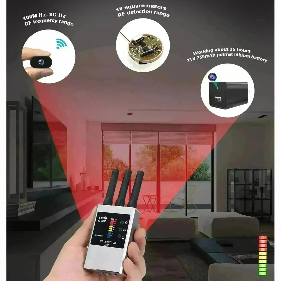RF Bug Detector Hidden Camera Finder Anti-Spy Listen Swe EX-STOCK