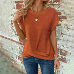 Casual Summer Short-sleeved Waffle blouse Top Summer New Solid Color Casual Evening Top For Women
