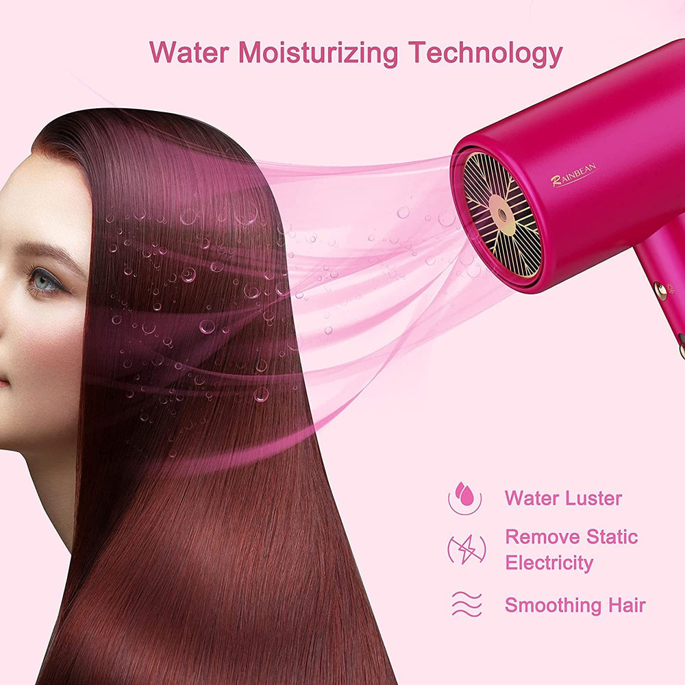 Water Ionic Hair Dryer, 1800W Blow Dryer With Magnetic Nozzle 2 Speed And 3 Heat Settings Powerful Low Noise Fast Drying Travel Hair Dryer For Home Travel EX-STOCK Canada 