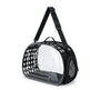 Black pet carrier with clear front on a white background