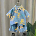 Denim Camisa de manga corta atuendo de moda