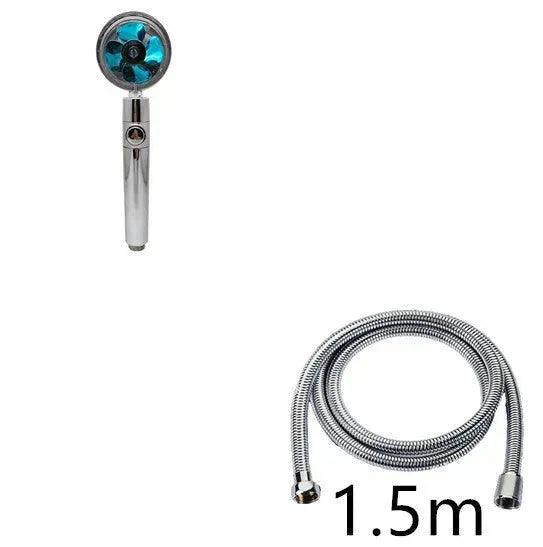 Propeller Driven Shower Head With Stop Button And Cotton Filter Turbocharged High Pressure Handheld Shower Nozzle - EX-STOCK CANADA