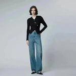Moda estadounidense retro nuevo jeans holgado jeans pantanos mujeres