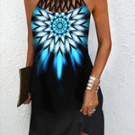 Fashion Print Dress Casual Halterneck Dresses For Women Summer Clothes - EX-STOCK CANADA
