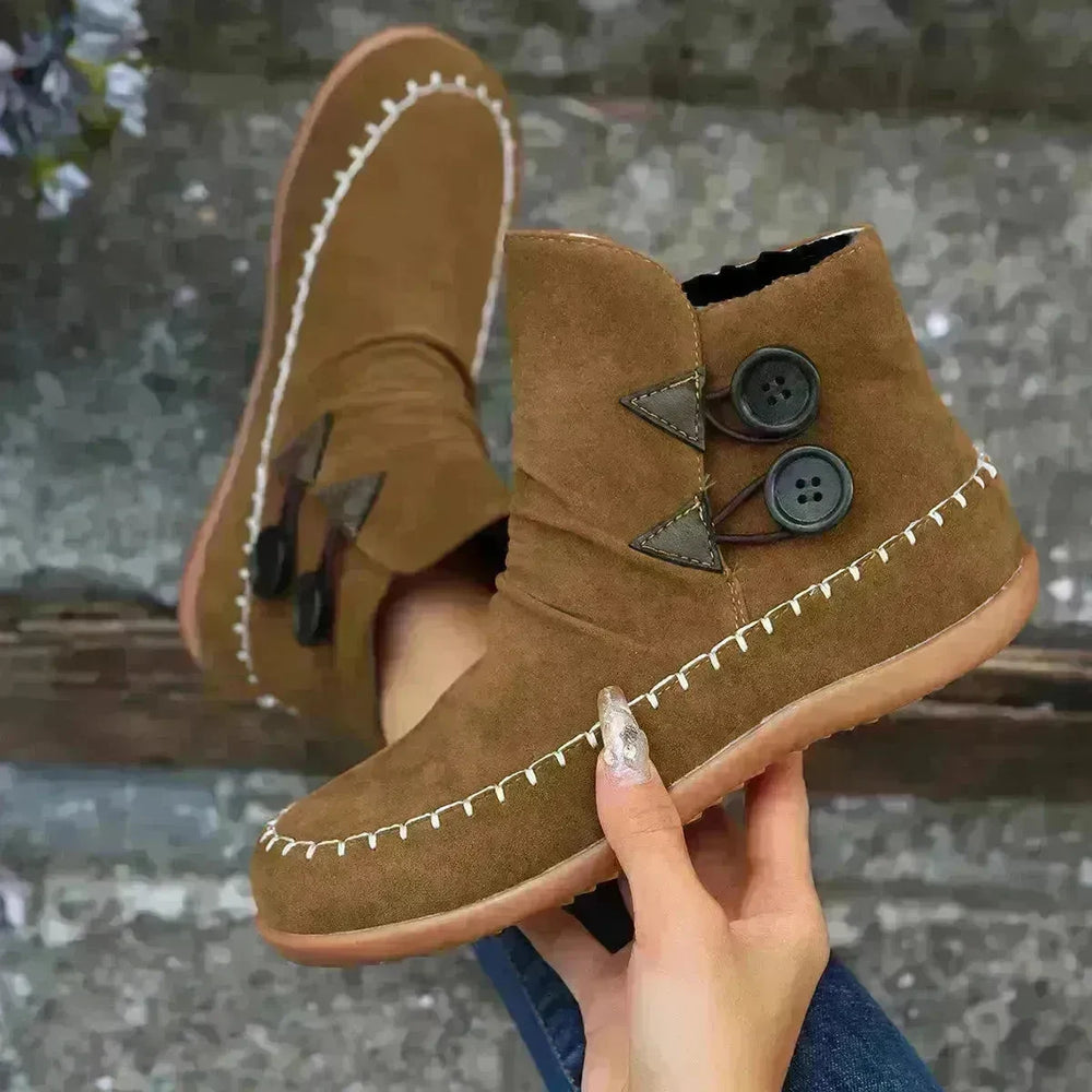 Button Design Ankle Boots For Women Autumn And Winter - EX-STOCK CANADA