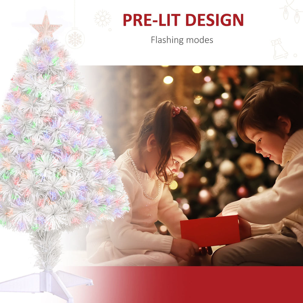 2.5FT Prelit Artificial Tabletop Christmas Tree With Fibre Optics Holiday Home Xmas Decoration For Table And Desk White EX-STOCK Canada 