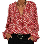 Women's Office Work Formal business V-neck Long Sleeve Stylish Button down Blouse shirt