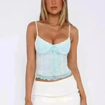 Charming Lace Camisole Top Summer Slim Gauze Backless Vest Fashion Lace-up Evening Top for Women Low Back Tops - EX-STOCK CANADA