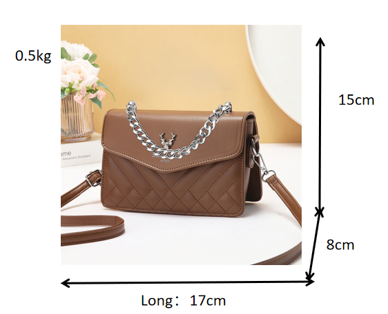 Soft Blush Quilted Mini Bag - Retro Style Casual Handbag Waterproof Minimalist Single Shoulder Wide Strap PU Polyester Lining Stylish Thick Chains EX-STOCK Canada 