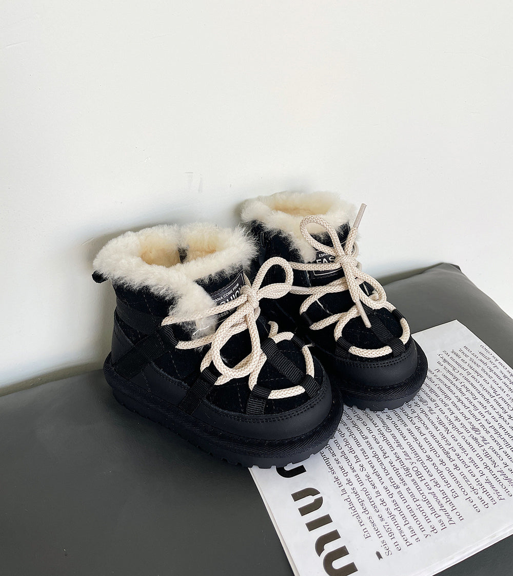 Boys' Fleece-Lined Toddler Ankle Boots –  Black | Sizes 16–30
