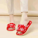 Árbol de navidad Descripción de la casa de la casa dormitorio de la moda de la moda zapatillas de peluche para mujeres zapatos de casa difusos