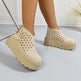 Stivaletti da donna con plateau traforati, zip posteriore, zeppa traspirante, stivaletti casual con suola chunky e tagli 