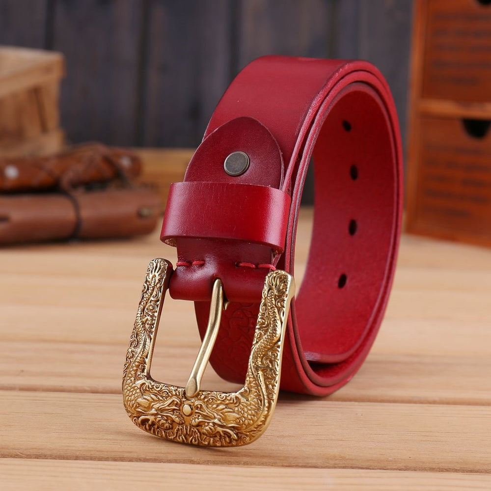 Men's Vintage Dragon-Buckle Leather Belt — product view 5 of 8 | EX-STOCK