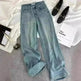 Starry Diamond In The Debris Rhinestone Straight Baggy Jeans Pant For Women - EX-STOCK CANADA