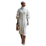 Buy Cashmere Winter Split Turtleneck knitted Midi Thick Sweater Dress - EX-STOCK CANADA