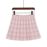 Mini Plaid Pleated High Waist Skirt A- Line Skirt - EX-STOCK CANADA