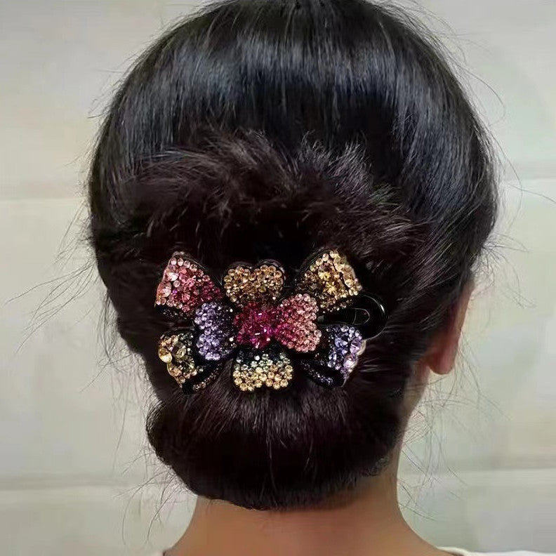 Elegant Rhinestone Barrette Flower Hair Clip
