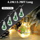 1Pc 13.78FT Christmas Snow Globe String Light Battery Powered 10 LED Bulbs Indoor Christmas Lights With Pine Needles Snowflakes Berries EX-STOCK