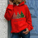 Merry Christmas tree Cashmere hoodie sweater loose top - EX-STOCK CANADA