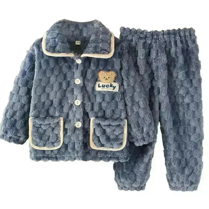 Children Thick Winter Fleece Pajamas set boys girls kids - EX-STOCK CANADA