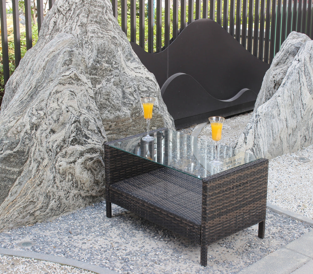 Outdoor-Patio-Möbel-Couchtisch mit klargespannter SicherheitsglasplatteEX-STOCK Canada 