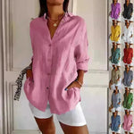 Fashionable Lapel Long Sleeve Shirt Top Women's Single-breasted Pleated Shirt Women Tops