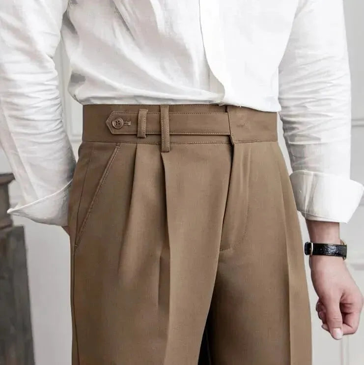 Spring And Autumn Naples Design Mid-high Waist Straight leg British Crisp Anti-wrinkle Business Office Professional Work trouser for men - EX-STOCK CANADA