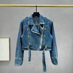 Long sleeved Short Denim Coat Women's Denim Jeans Cropped Jacket