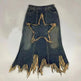 Women's American-style Retro High Waist Irregular Midi Denim Skirt - EX-STOCK CANADA