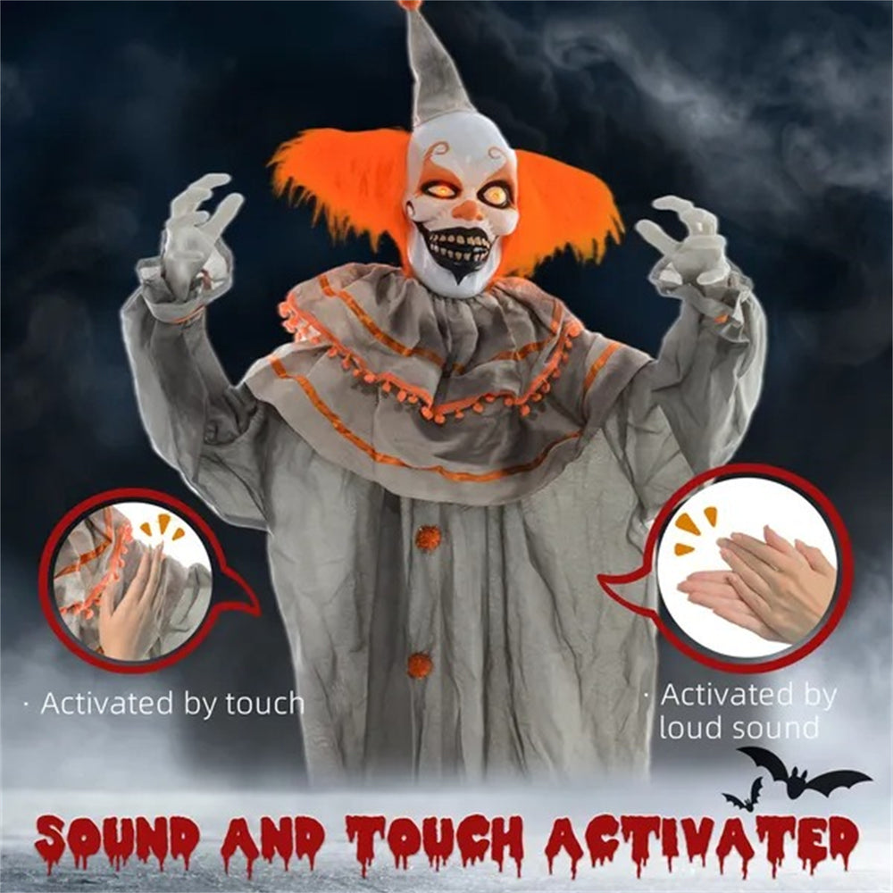 6' Life Size Orange Classic Clown Outdoor Halloween Decoration Animatronic, Sound And Motion Activated W Light Up Eyes EX-STOCK Canada 