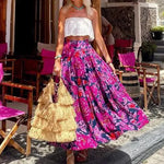 Spring Summer Fashionable Printed Bohemian High Waist floral Circle maxi Skirt - EX-STOCK CANADA