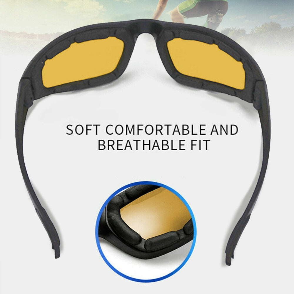 Cycling Sunglasses Chopper Outdoor Sports Glasses For Men Wrap Around UV400 Protection For Fishing Night Driving Glasses Wind Resistant Yellow Lens EX-STOCK