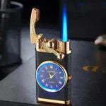 New Lighter With Electric Watch Rocker Arm Automatic Ignition Straight Blue Flame Lighter Creative Real Dial Inflatable Windproof Cigar Lighter Men's Watch Gift - EX-STOCK CANADA