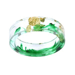 New dried flower resin ring Sen Xiao small  handmade flower gold foil color Epoxy ring