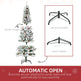 6 Foot Pencil Snow Flocked Artificial Christmas Tree With 600 Pine Realistic Branches, Pine Cones, Red Berries, Auto Open, Green EX-STOCK Canada 