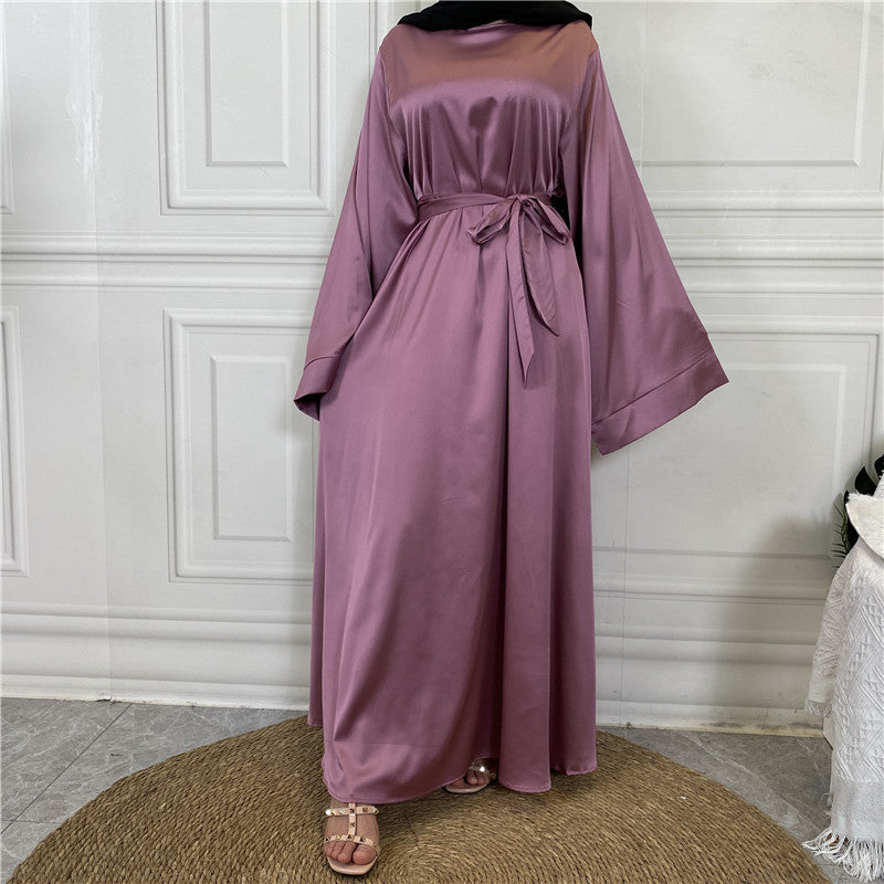 Middle East Dubai Hot Sale Lace Up Satin Muslim Dress - EX-STOCK Canada