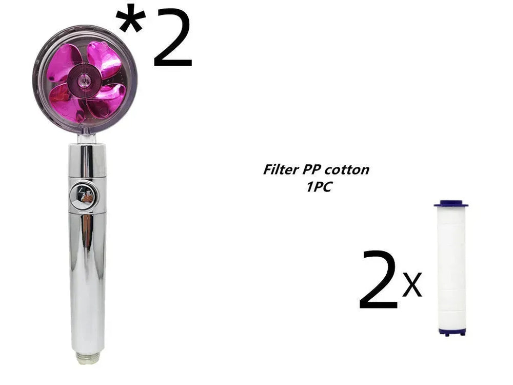 Propeller Driven Shower Head With Stop Button And Cotton Filter Turbocharged High Pressure Handheld Shower Nozzle - EX-STOCK CANADA