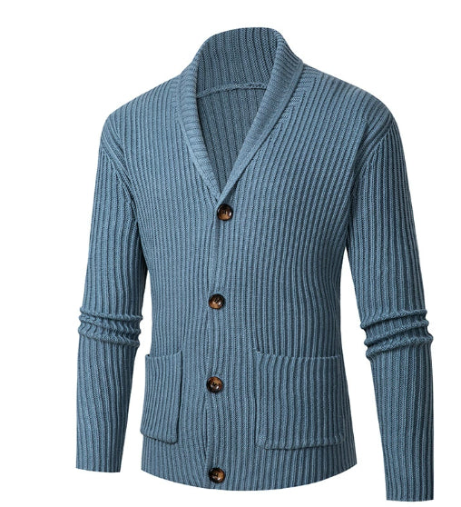 Single-breasted Long Sleeve Lapel Sweater Men's Clothing EX-STOCK Canada 