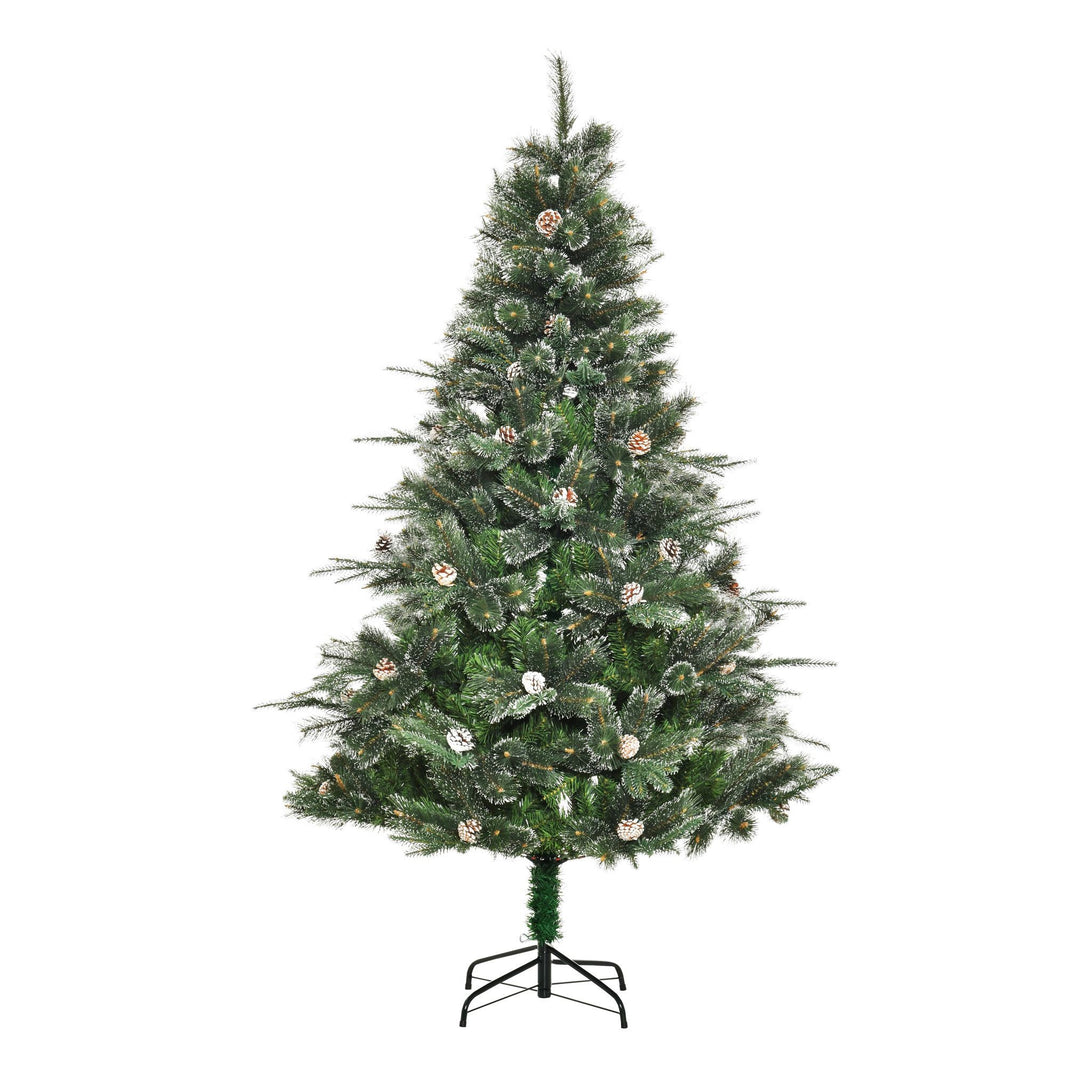 HOMCM 6FT Artificial Christmas Snow Pine Tree Holiday Home Xmas Decoration With Automatic Open, Pinecone, Green EX-STOCK Canada 