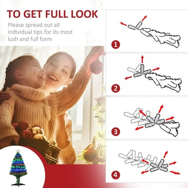 3FT Pre-lit LED Optical Fiber Christmas Tree Artificial Holiday Decor With Stand EX-STOCK Canada 