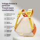 Child safety harness with features highlighted on a gray background