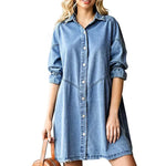 Three-quarter Sleeve Denim Dress Women's Casual Ruffles - EX-STOCK CANADA