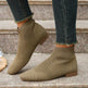 Damen Stricksocken Stiefeletten – Spitz zulaufende flache Stiefel | Schwarz & Camel | EU 36–43