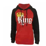 Women KING QUEEN King and Queen Crown Couple Color Block Sweatshirt
