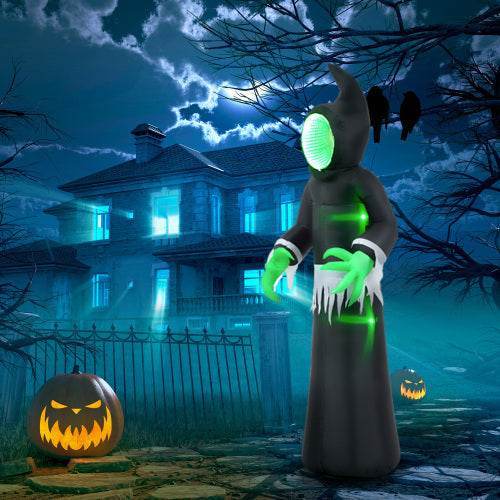 HOMCOM 8ft Inflatable Halloween Decoration Mirror Face Ghost, Blow Up Outdoor LED Yard Display, Waterproof - EX-STOCK Canada