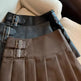 Women's American-style Vintage Mini  Pleated Leather Skirt - EX-STOCK CANADA
