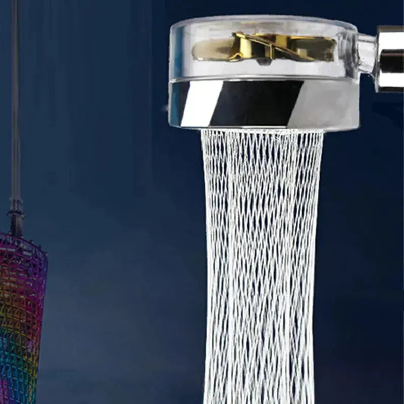 Propeller Driven Shower Head With Stop Button And Cotton Filter Turbocharged High Pressure Handheld Shower Nozzle - EX-STOCK CANADA