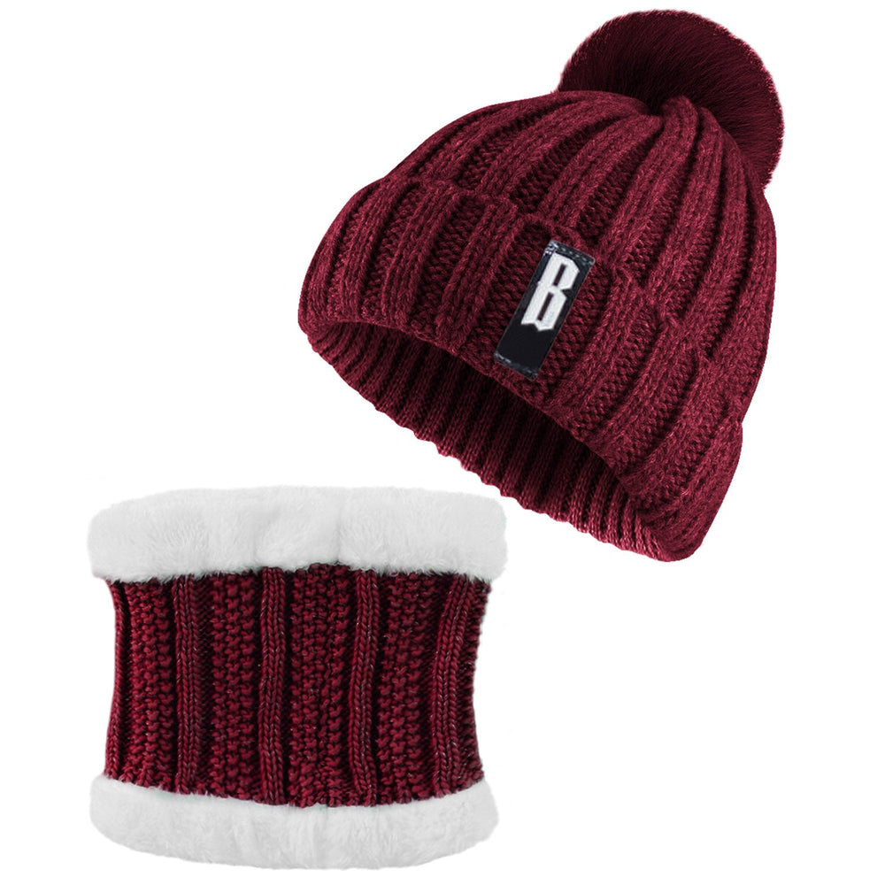 1Set Winter Beanie Hat Scarf Set Women Warm Knitting Skull Cap Neck Warmer For Walking Running Hiking Camping Outdoors Gift EX-STOCK